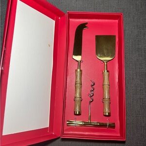 Talbots Wintertaining 3-Piece Cheese Knife & Corkscrew Set Gift Box